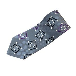 FRATELLI MODA Silk Tie Mens Gray Abstract Geometric Italian Necktie‎ 3.75x55.25